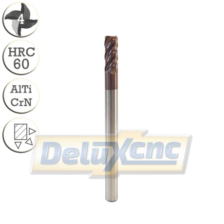 Vierschneidiger Hartmetallschneider 4/10 mm AlTiCrN