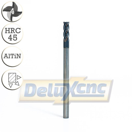 Vierschneidiger Hartmetallfräser AlTiN 3/8 mm