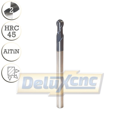 Two flute carbide Ball nose end mill AlTiN R2mm