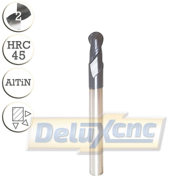 Two flute carbide Ball nose end mill AlTiN R2,5mm