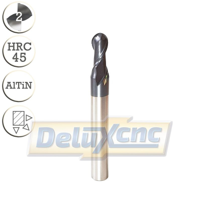 Two flute carbide Ball nose end mill R2,5mm AlTiN