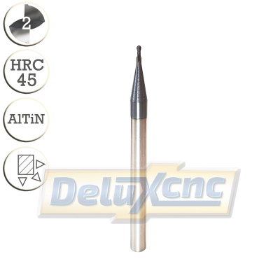 Two flute carbide Ball nose end mill R0.5mm AlTiN
