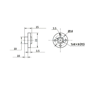 Mutter für Trapezgewinde Standard T8/8 mm