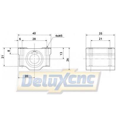 Linear ball bearing in housing 10 mm