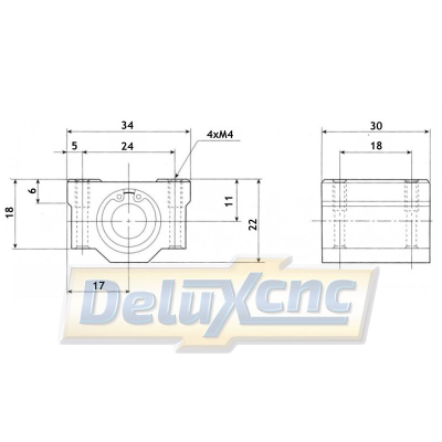 Linear ball bearing in housing 8 mm
