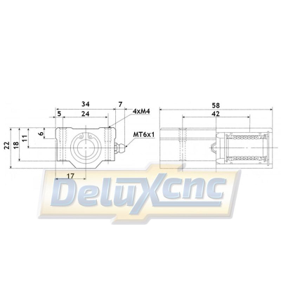 Linear ball bearing in housing 8 mm long
