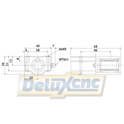 Lineárne kĺzne ložisko v domčeku 10 mm dlhé