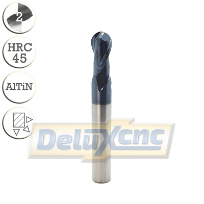 Two flute carbide Ball nose end mill AlTiN R5 mm