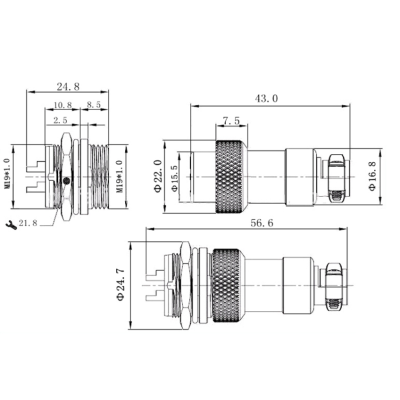 Konektor GX20 XLR10 pin