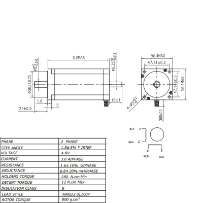 Nema23 Doppelwellen-Schrittmotor 2,8 Nm
