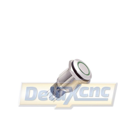 Vandalismusgeschützter Drucktaster mit grüner Verriegelungs-LED, 16 mm