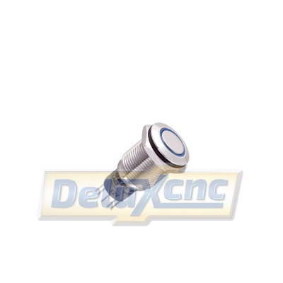 Druckknopfschalter, vandalensicher, rückstellbar, blaue LED, 16 mm