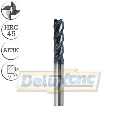 Four flute tungsten carbide end mill AlTiN  12/45 mm extra long