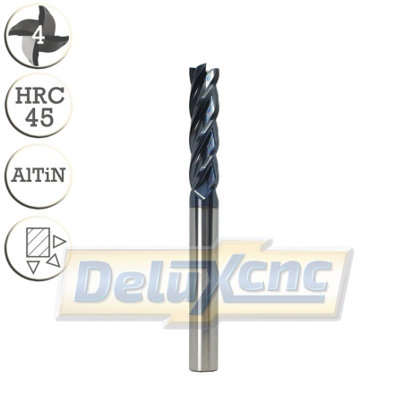 Vierschneidiger Hartmetallfräser AlTiN 10/40 mm extra lang