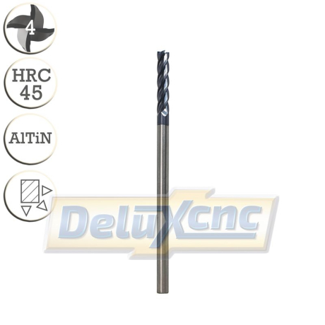 Vierschneidiger Hartmetallfräser AlTiN 5/20 mm extra lang