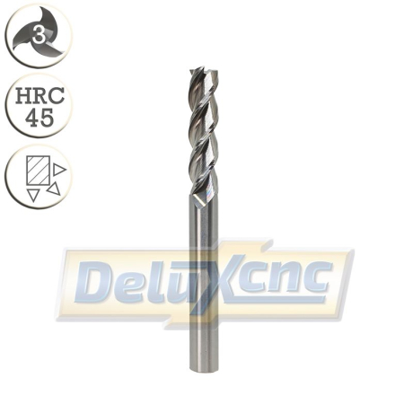 Dreischneidiger Hartmetallfräser für Aluminium, 10/40 mm, extra lang