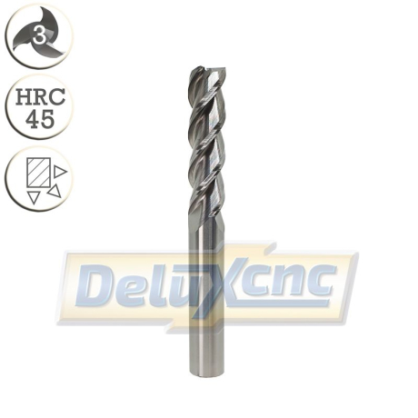 Dreischneidiger Hartmetallfräser für Aluminium 12/45 mm extra lang