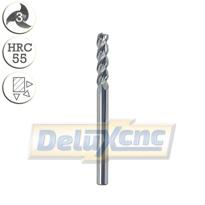 Dreischneidiger Hartmetallfräser, Aluminium, 6/25 mm lang