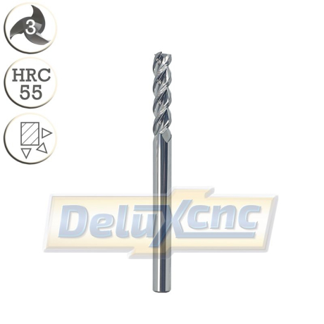 Dreischneidiger Hartmetallfräser, Aluminium, 6/25 mm lang