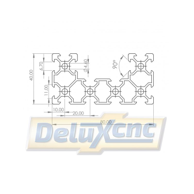 Extrusion aluminium C-beam V-groove profile 40x80