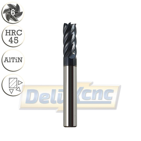 Sechsschneidiger Hartmetallfräser AlTiN 8/20 mm