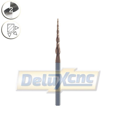 Two flute carbide tapered ball nose end mill TiAlN...
