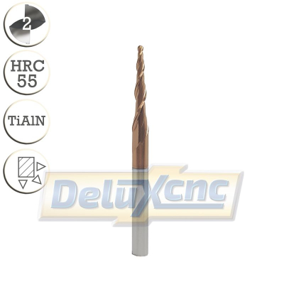 Dvojbritá kužeľová karbidová guľová fréza TiAlN R1 / Lc30...