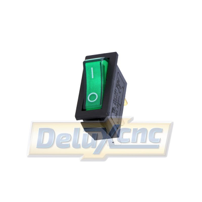 Rocker switch with bulb 250VAC 15A green