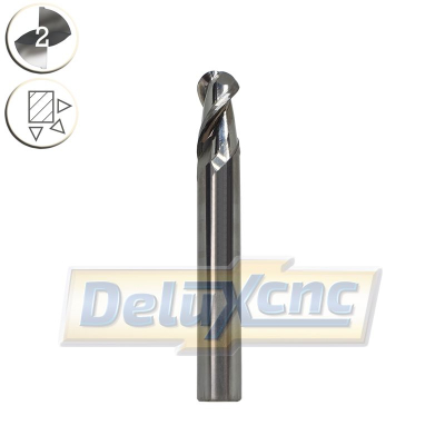 Two flute carbide ball endmill R5 / Lc20 / D10 / L75mm