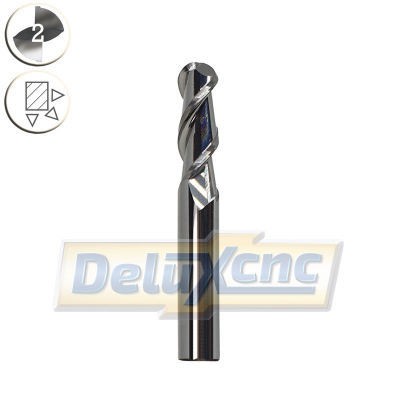 Two flute carbide ball endmill R4 / Lc25 / D8 / L60mm