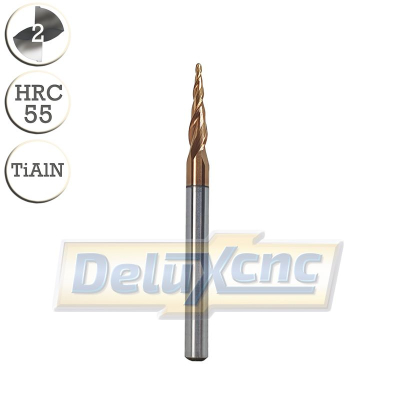Tapered ball nose end mill TiAlN R0,5/4mm