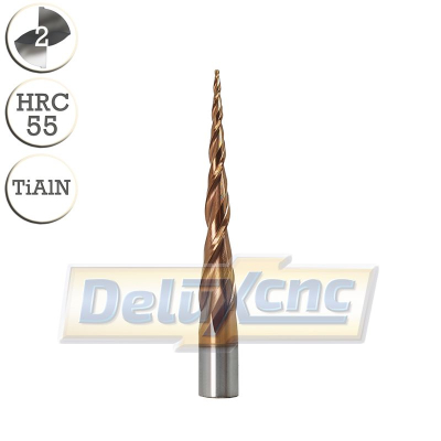 Doppelschneidiger, konischer Hartmetall-Kugelfräser R0,5 / Lc47 / D8 / L80 mm