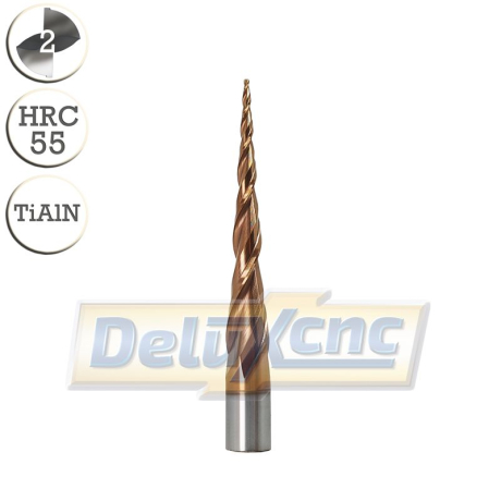 Doppelschneidiger, konischer Hartmetall-Kugelfräser R0,5 / Lc47 / D8 / L80 mm