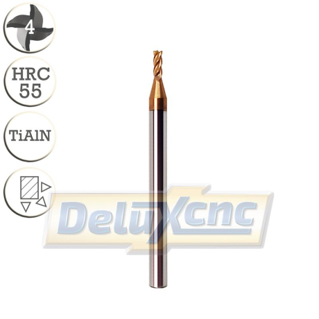 Vierschneidiger TK-Fräser TiAlN Φ2mm