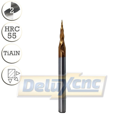 Tapered ball nose end mill TiAlN R0,15/4mm