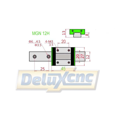 Linear rail with block MGN12H - 500mm