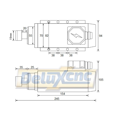 Vreteno vzduchom chladené štvorcové 1500W