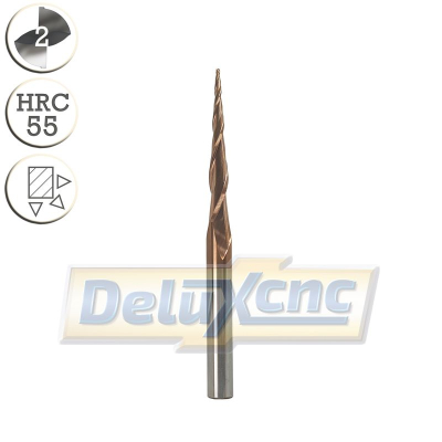 Two flute carbide tapered ball nose end mill TiAlN R0,5 /...