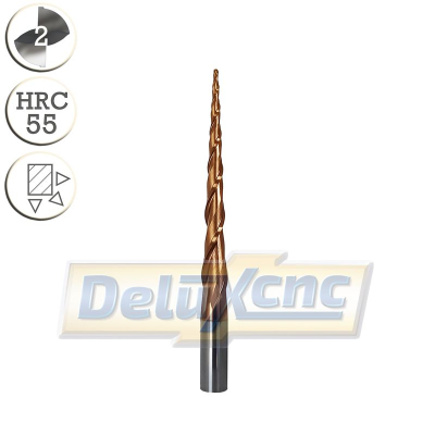 Two flute carbide tapered ball nose end mill R0,5 / Lc47...