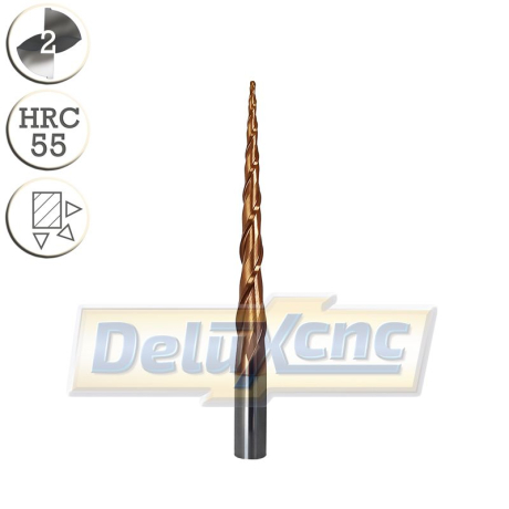 Doppelschneidiger, konischer Hartmetall-Kugelfräser R0,5 / Lc47 / D6 / L80 mm