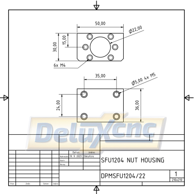 Ball Screw Nut Housing SFU1204 Φ22mm