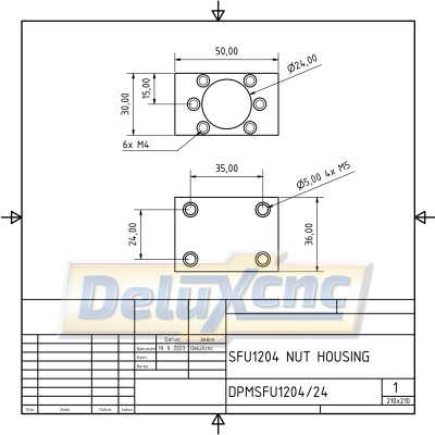 Domček pre maticu SFU1204 Φ24mm