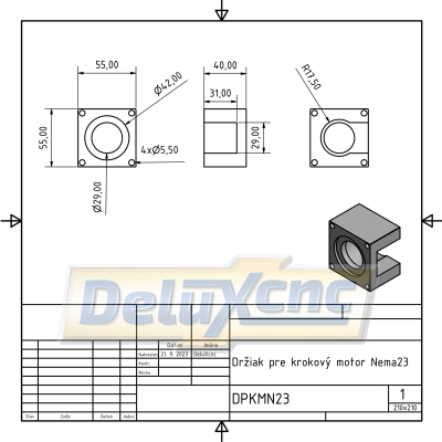 Stepper motor aluminium bracket NEMA23
