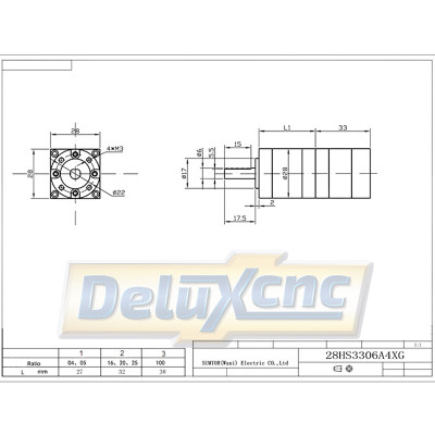 Schrittmotor 28HS3306 mit kostengünstigem Nema11-Getriebe