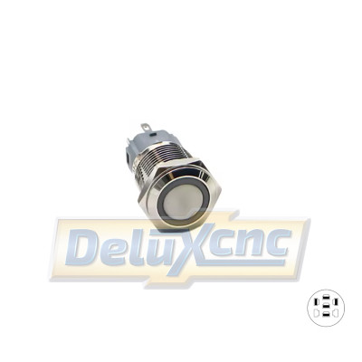 Metal Push Button Antivandal latching blue 16mm