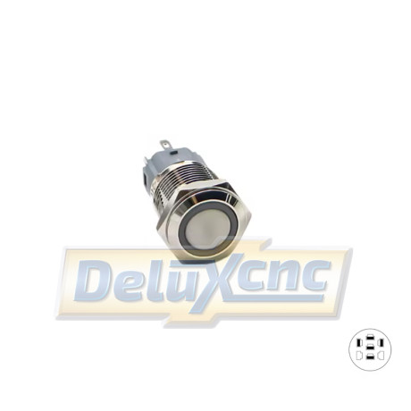 Vandalismusgeschützter Drucktaster mit Verriegelungs-LED, blau, 16 mm