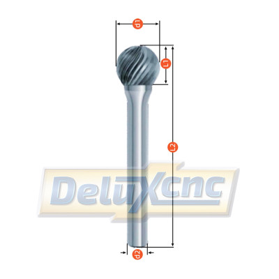 Carbide rotary burr ball end D8