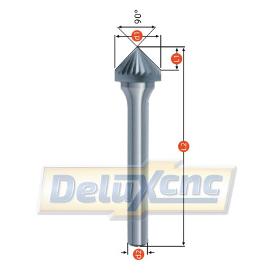Carbide rotary burr Conical 90° D8