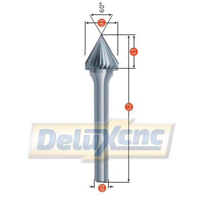 Carbide rotary burr Conical 60° D8