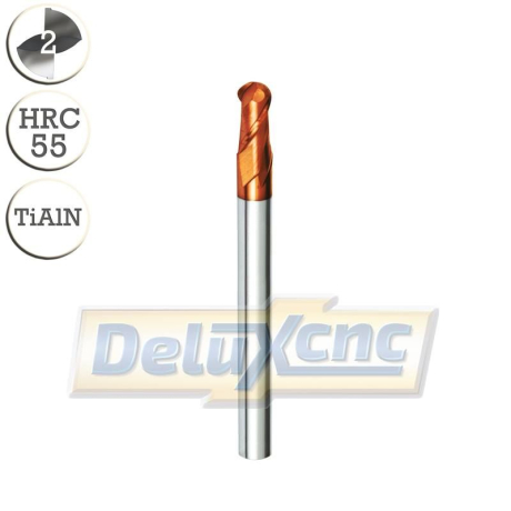 Doppelschneidige Hartmetallkugelmühle R2mm TiAlN